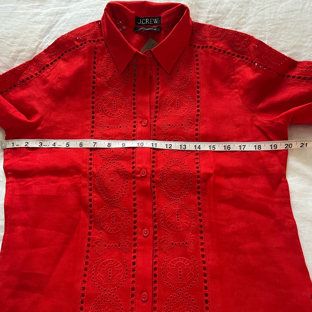 NWT J. Crew 100% Linen Embroidered Button Down Garçon Classic Fit - Picture 4 of 8